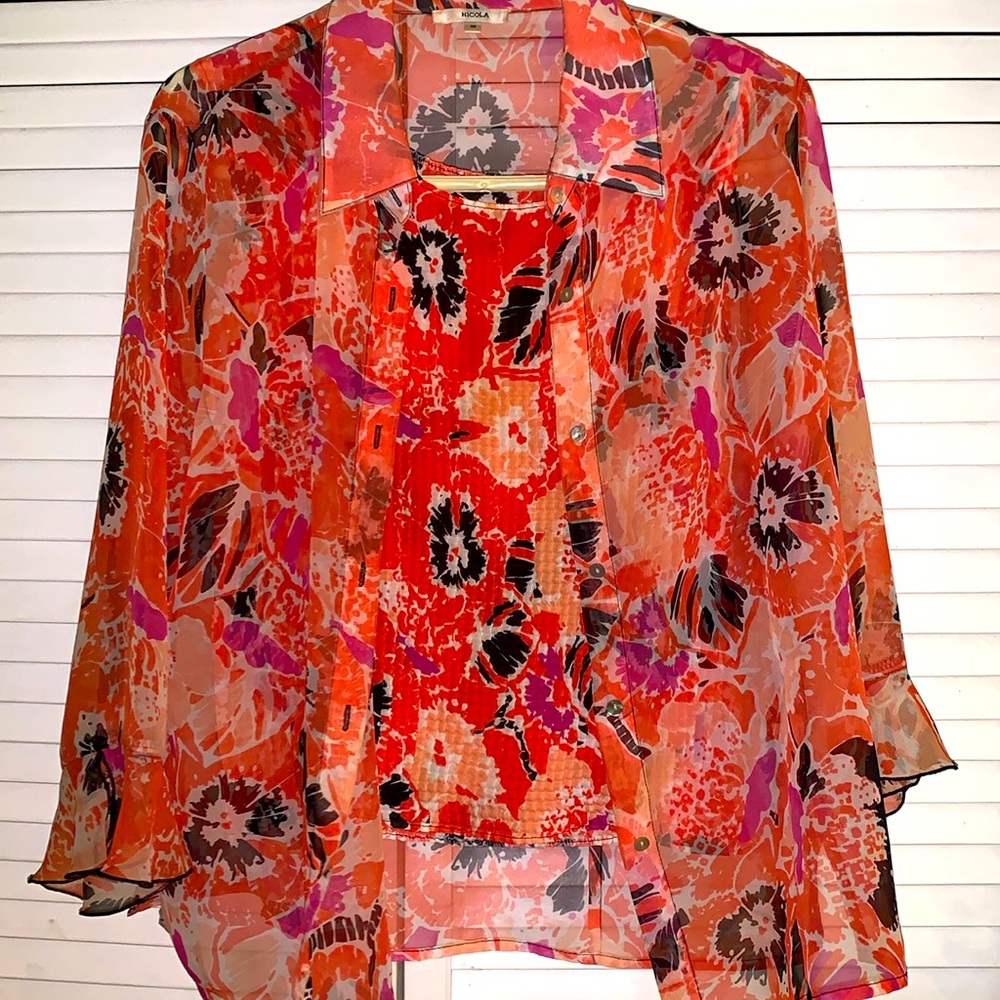 Nicola vintage sheer blouse w/ matching tank size med